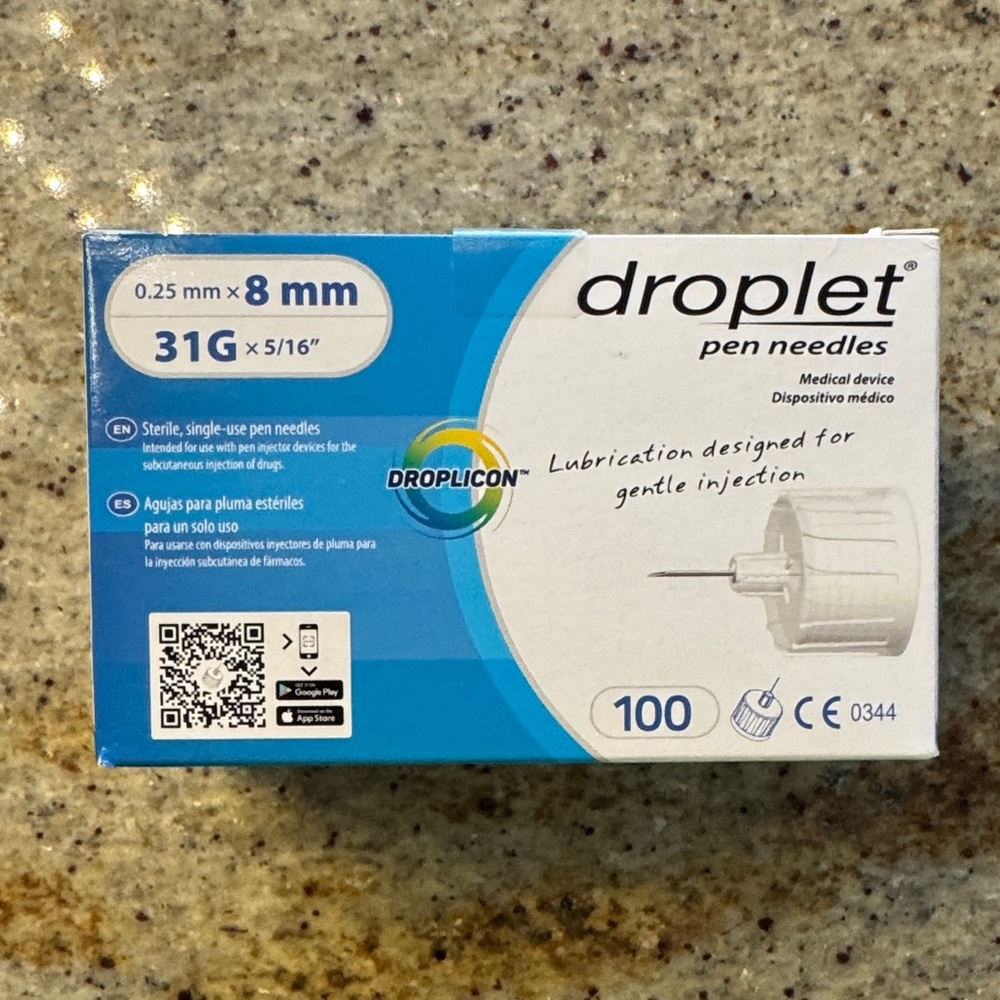 Droplet Pen 31G 100 Count 8mm NEW